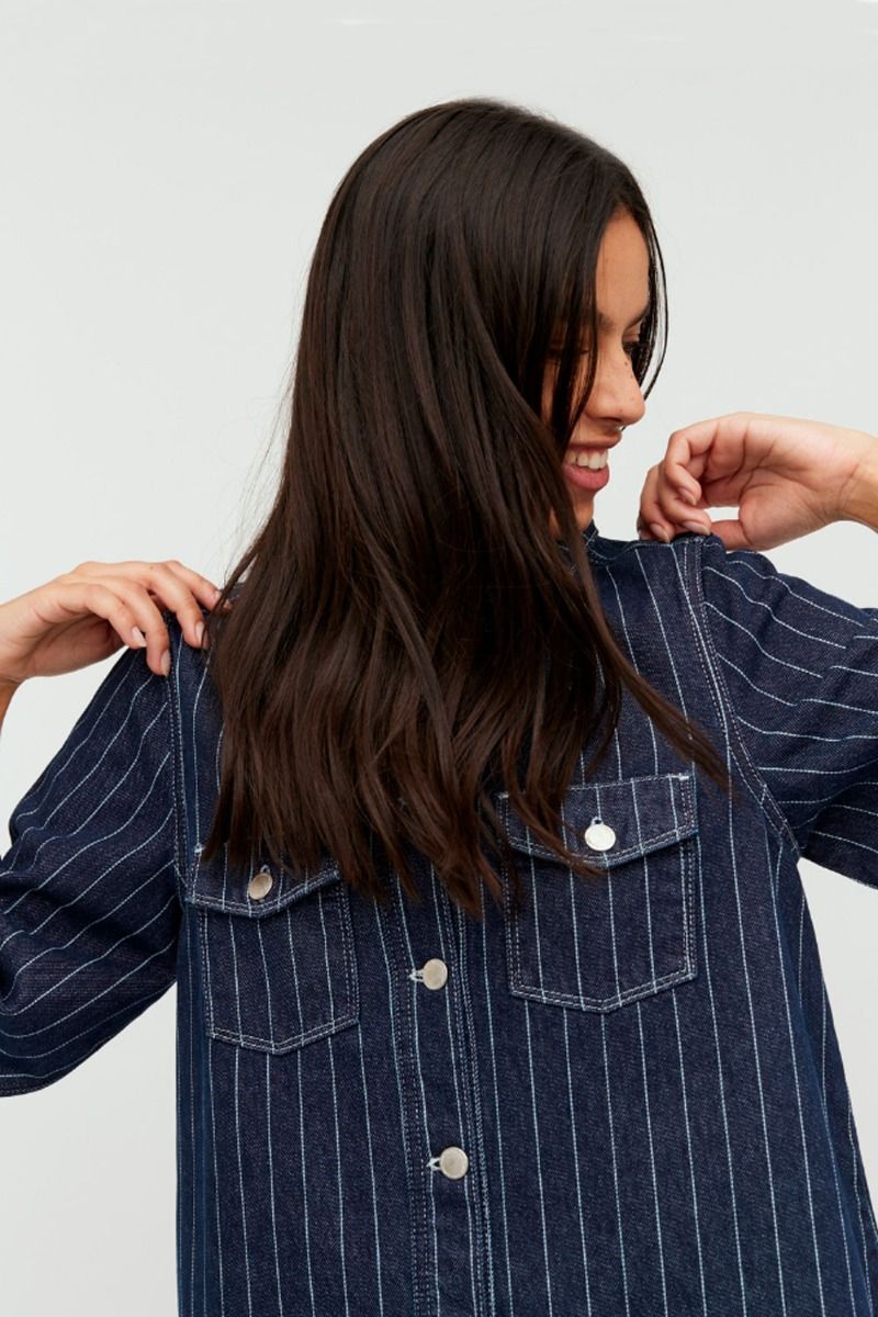 Global Funk - Kjole - Mira-G Dress - Navy Pinstripe