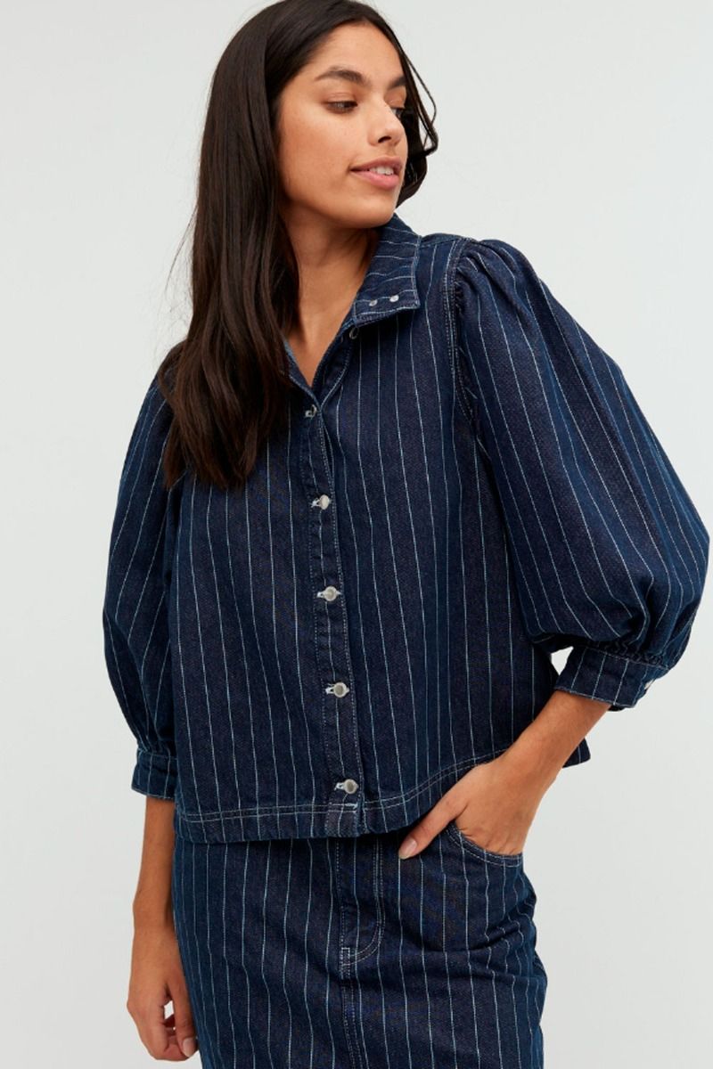 Global Funk - Skjorte - Nanaya-G Shirt - Navy Pinstripe 