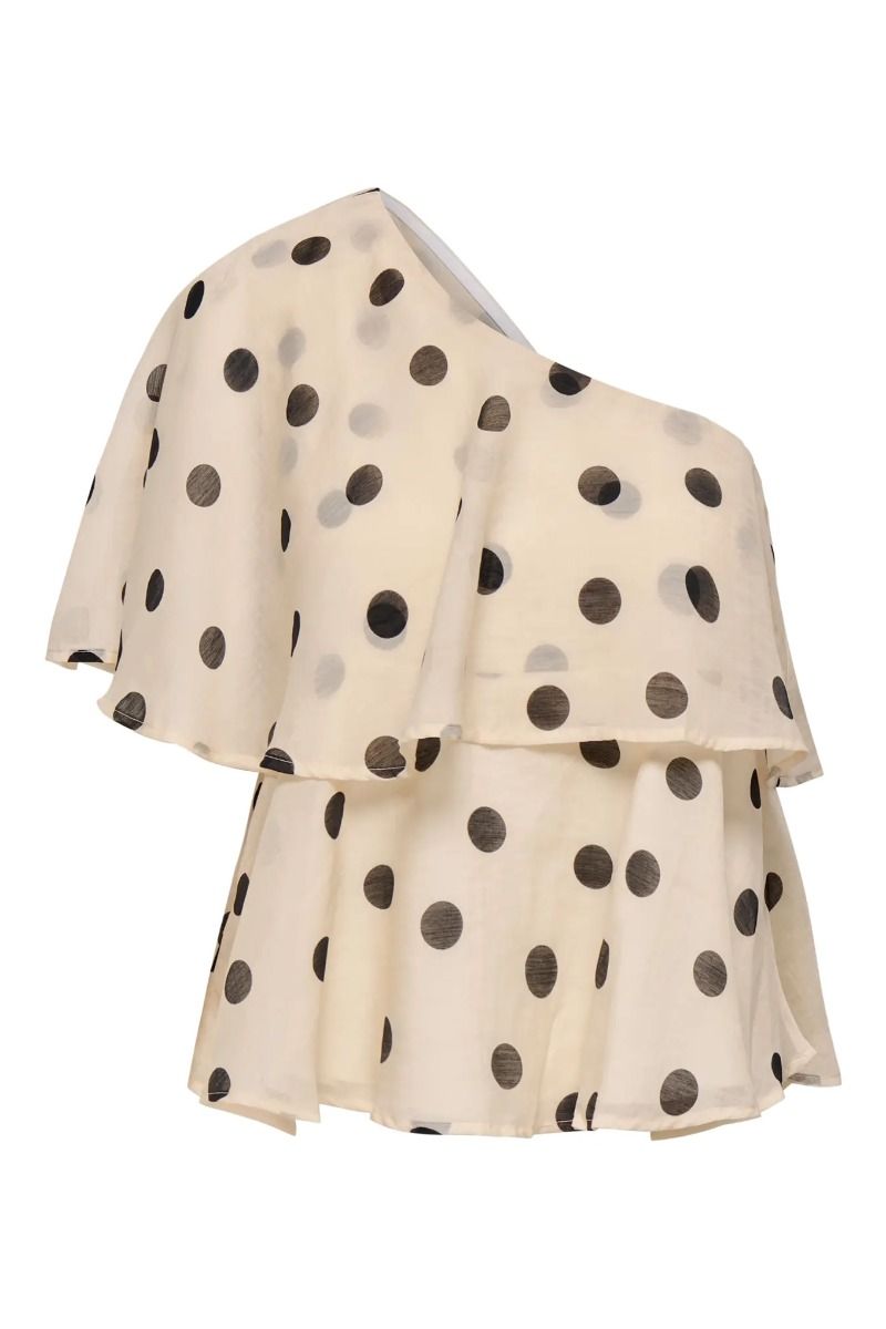 JDY - Top - Fay Life One-Shoulder Top - Pristine/Black Dot (Levering midt april)