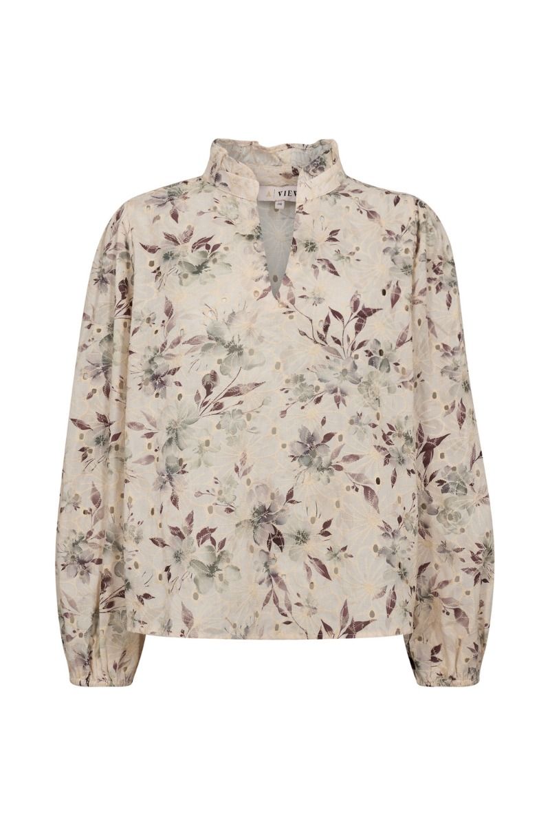 A-View - Bluse - Grete Blouse - Off white/Dusty green