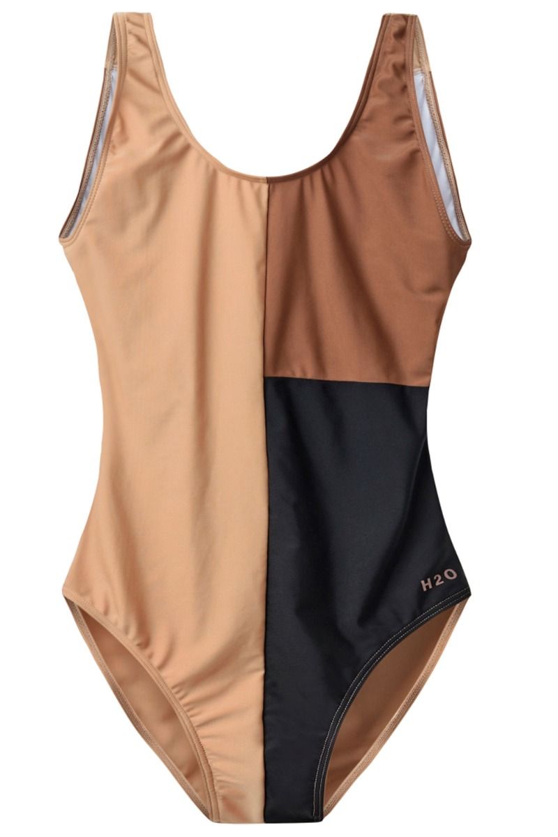 H2O - Badedragt - Møn Colorblock Swim Suit - Oak/Black