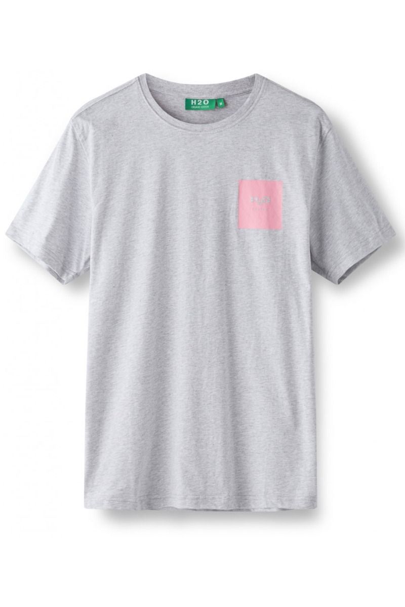 H2O - T-shirt - Lyø Organic Tee - Light Grey Mel/Sachet Pink