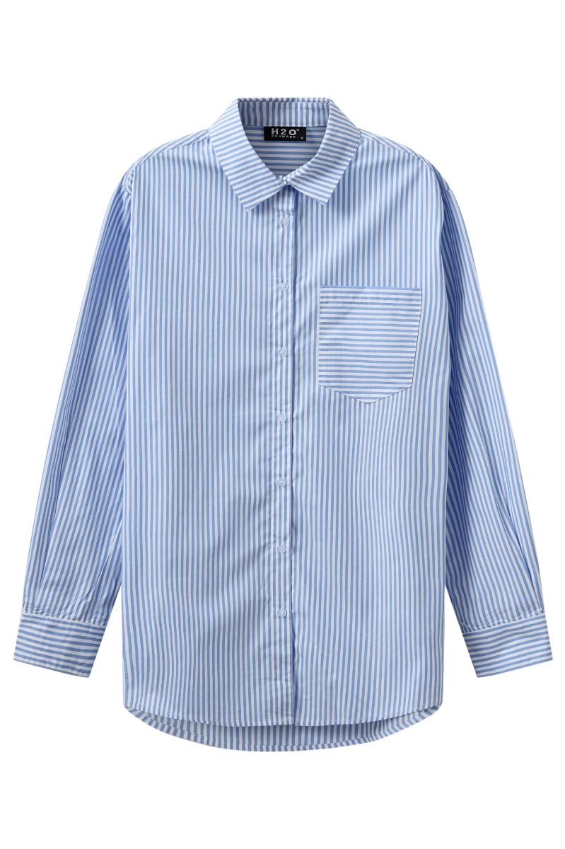 H2O - Skjorte - Rønne Essential Pajamas L/S Shirt - Blue/White Stripe