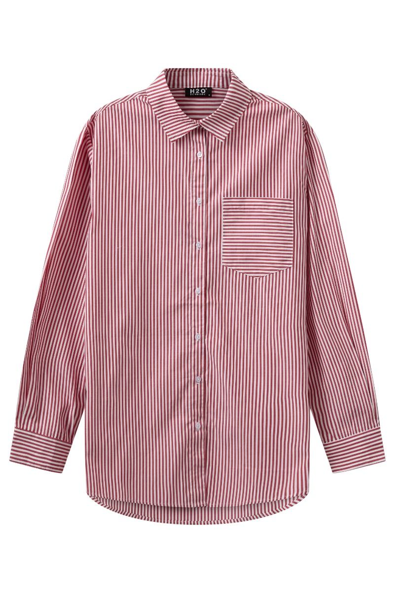 H2O - Skjorte - Rønne Essential Pajamas L/S Shirt - Red/White