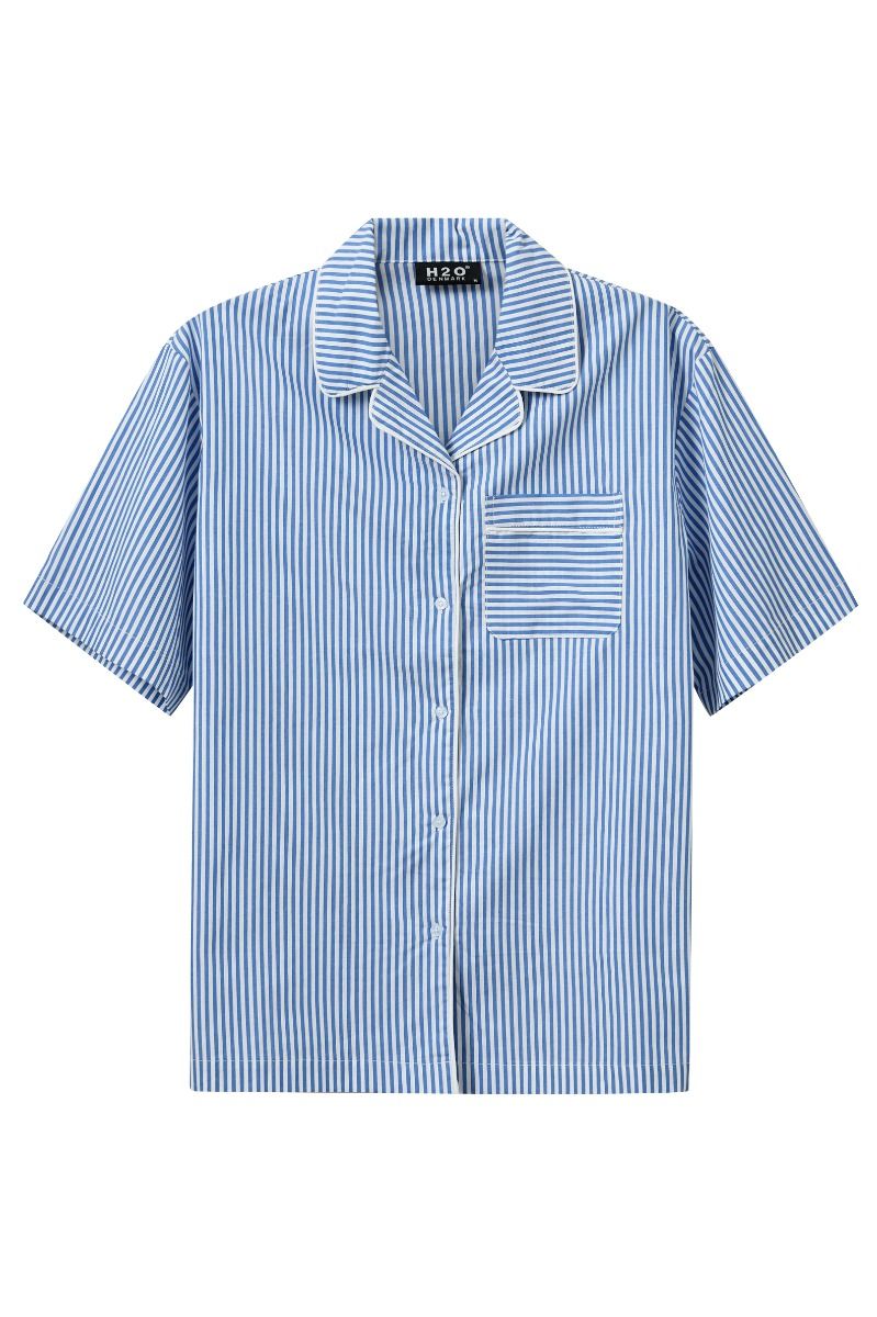 H2O - Skjorte - Rønne Essential Pajamas Shirt - Blue/White Stripe