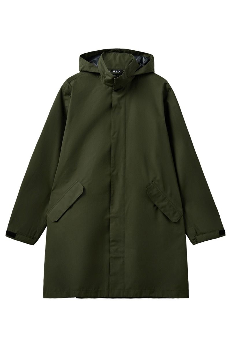 H2O - Regnjakke - Basic Rømø LW Rain Long Jacket - Army