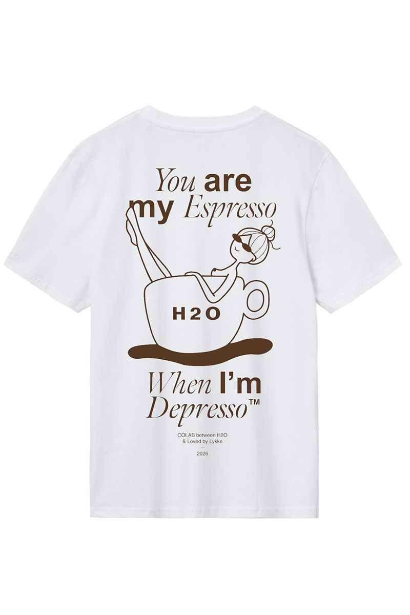 H2O x Lykke by Lykke - T-shirt - Langø Tee - White Coffee Print