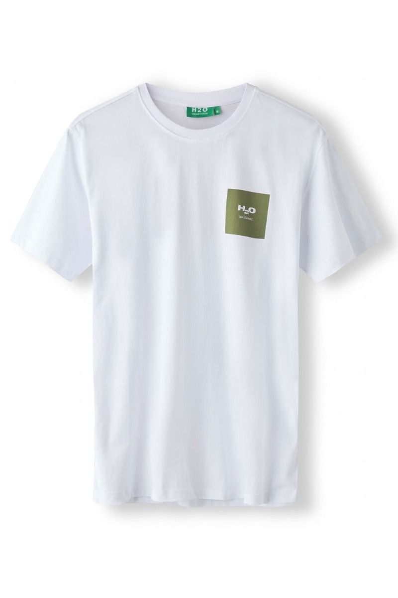 H2O - T-shirt - Lyø Organic Tee - White/Army Avocado