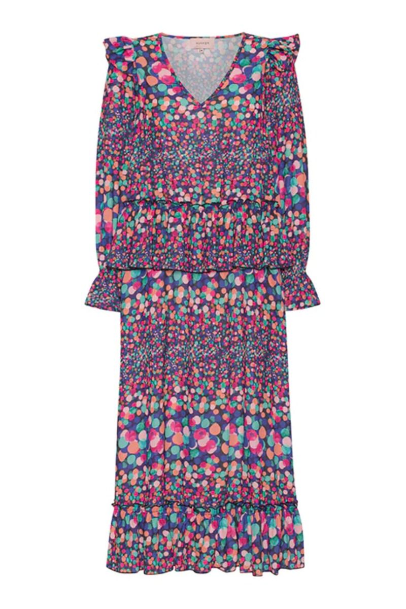 Hunkøn - Kjole - Eddy Ruffle Dress - Dark Disco Art Print