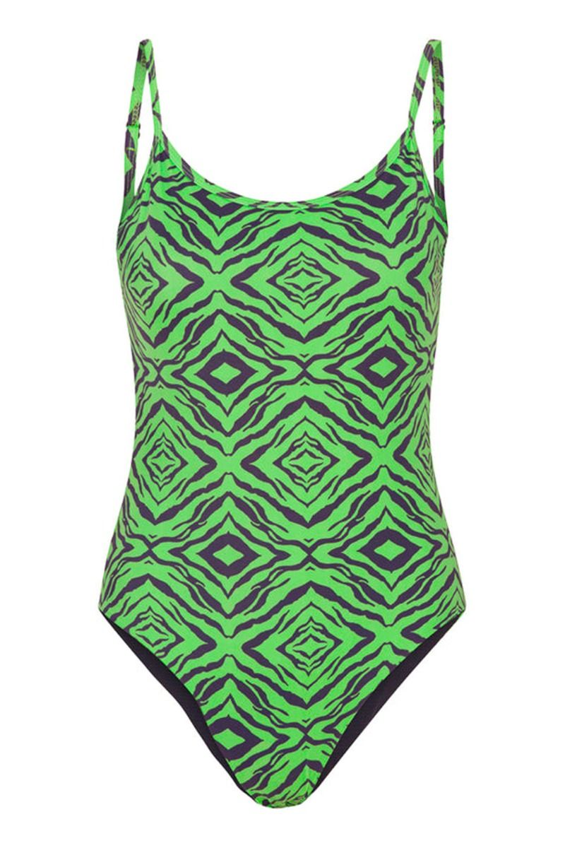 Hunkøn - Badedragt - Lilly Swimsuit - Green Tiger Art Print