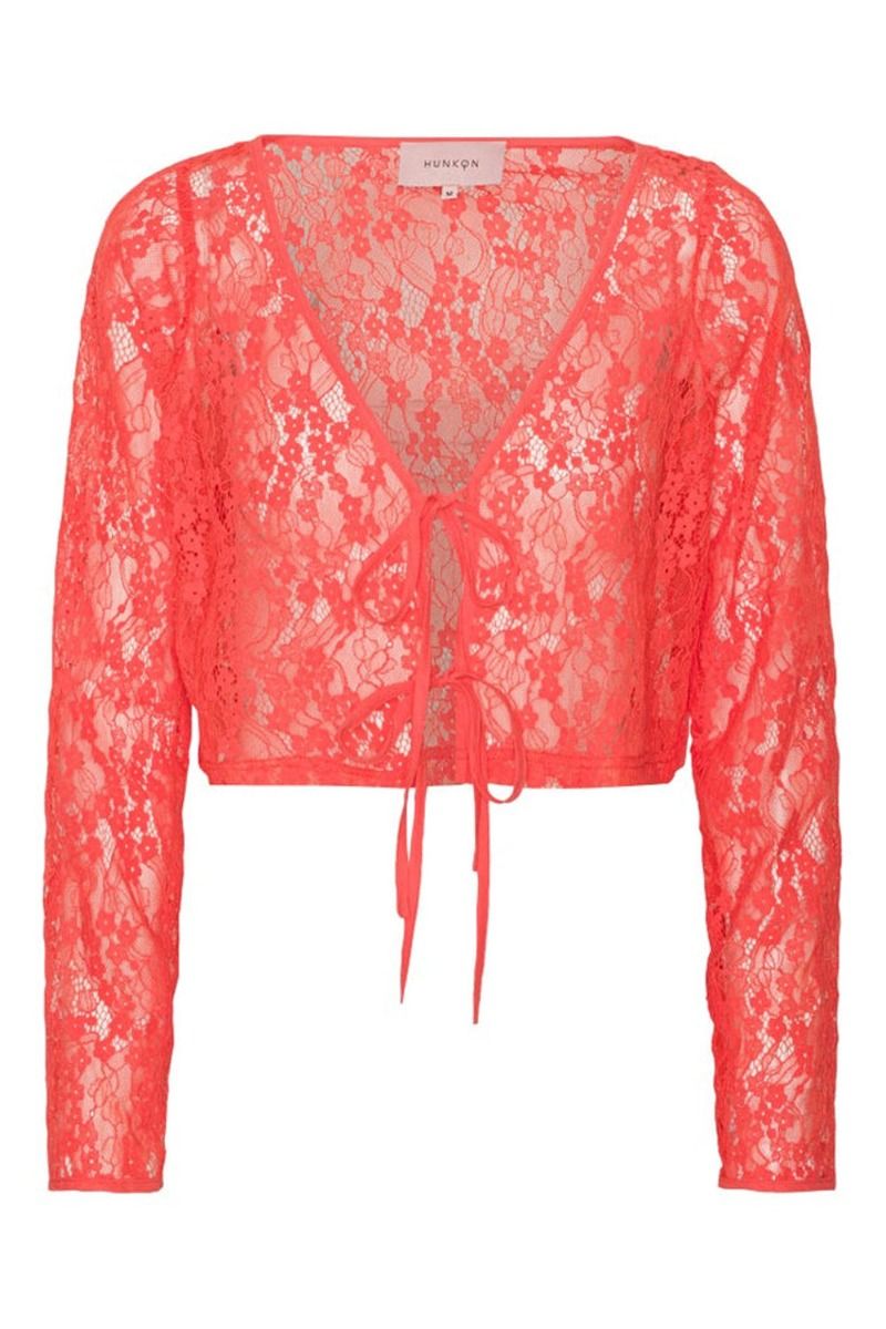 Hunkøn - Bluse - Birgitta Tie Blouse - Red