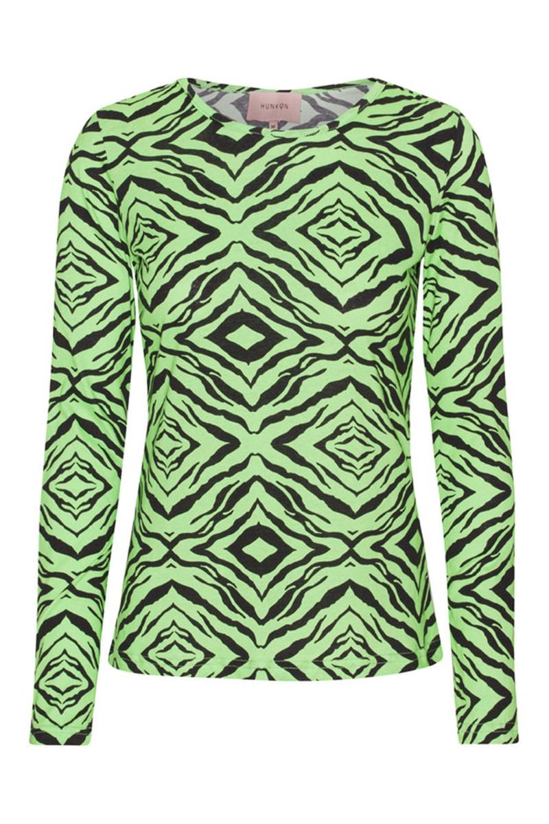 Hunkøn - Bluse - Green Tiger Longsleeve - Green Tiger Art Print