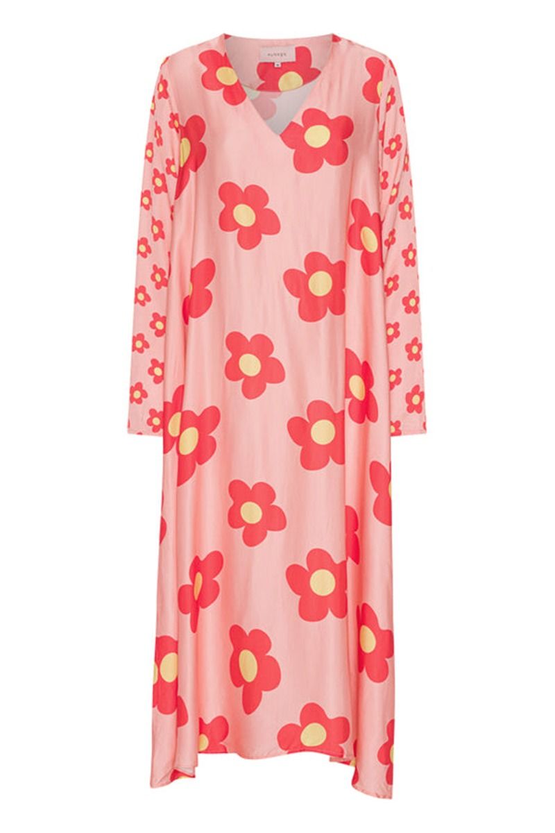 Hunkøn - Kjole - Dawn V-neck Dress - Red Daisy