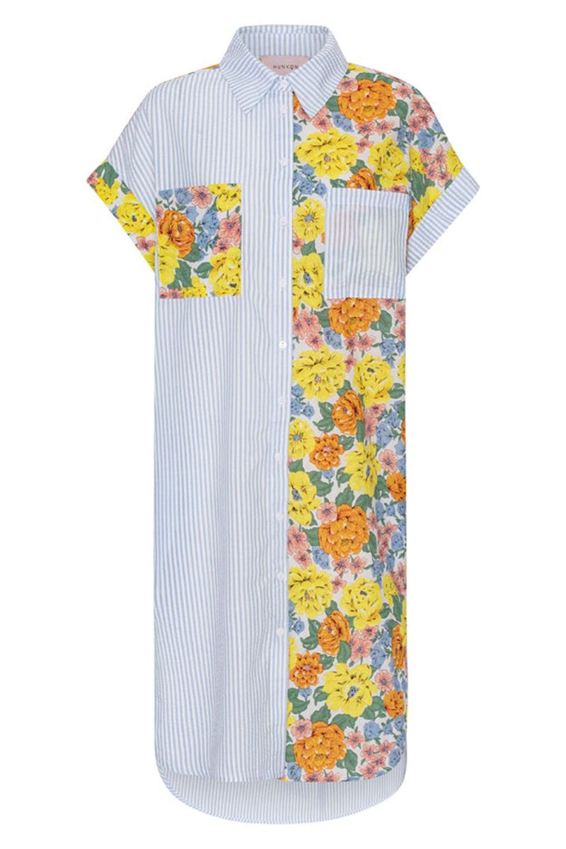 Hunkøn - Kjole - Vanessa Shirtdress - Blue and floral