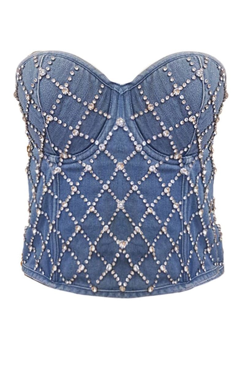 Hunkøn - Top - Mia Corsage - Denim Blue