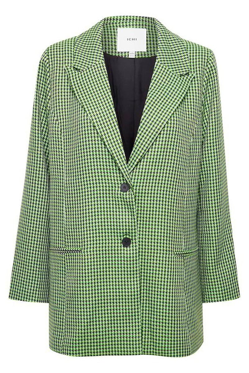 Ichi - Blazer - IX Cora Blazer - Kelly Green Houndstooth