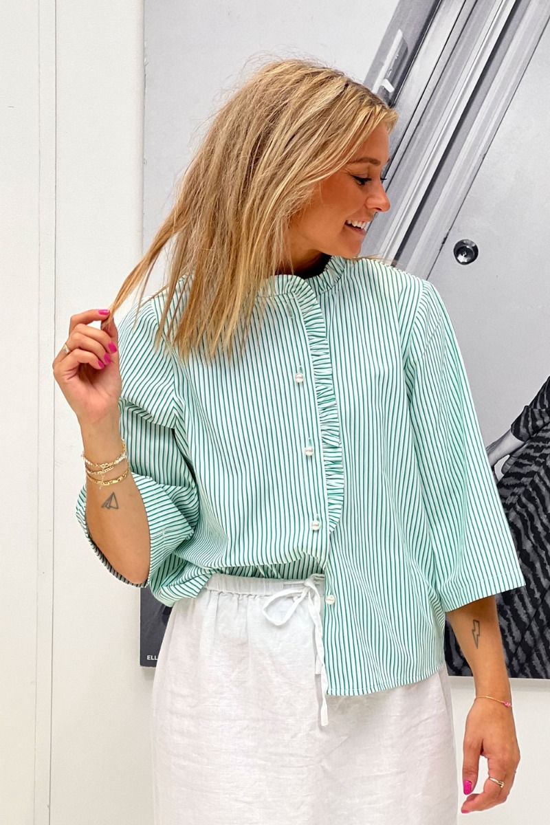 Ichi - Bluse - IX Simbani - Kelly Green Stripe 