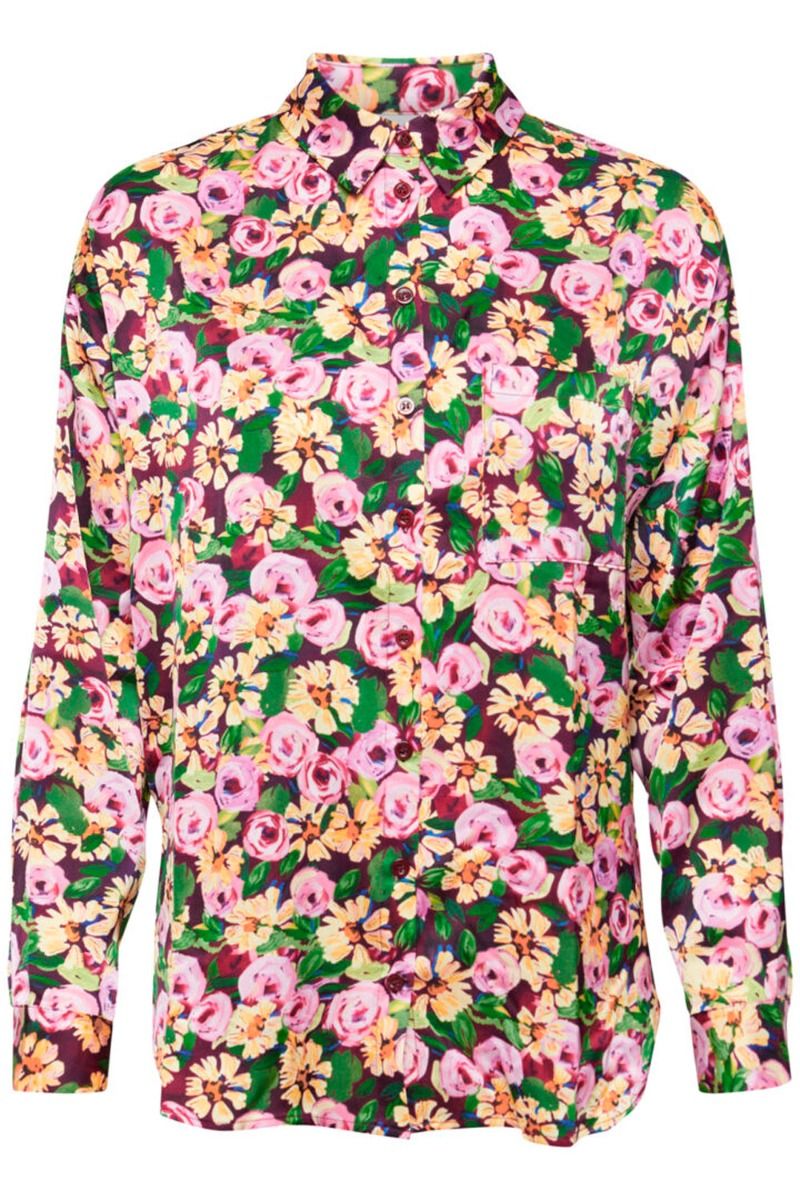 Ichi - Skjorte - IX Nalan Shirt2 - Winetasting Pink Flower Print