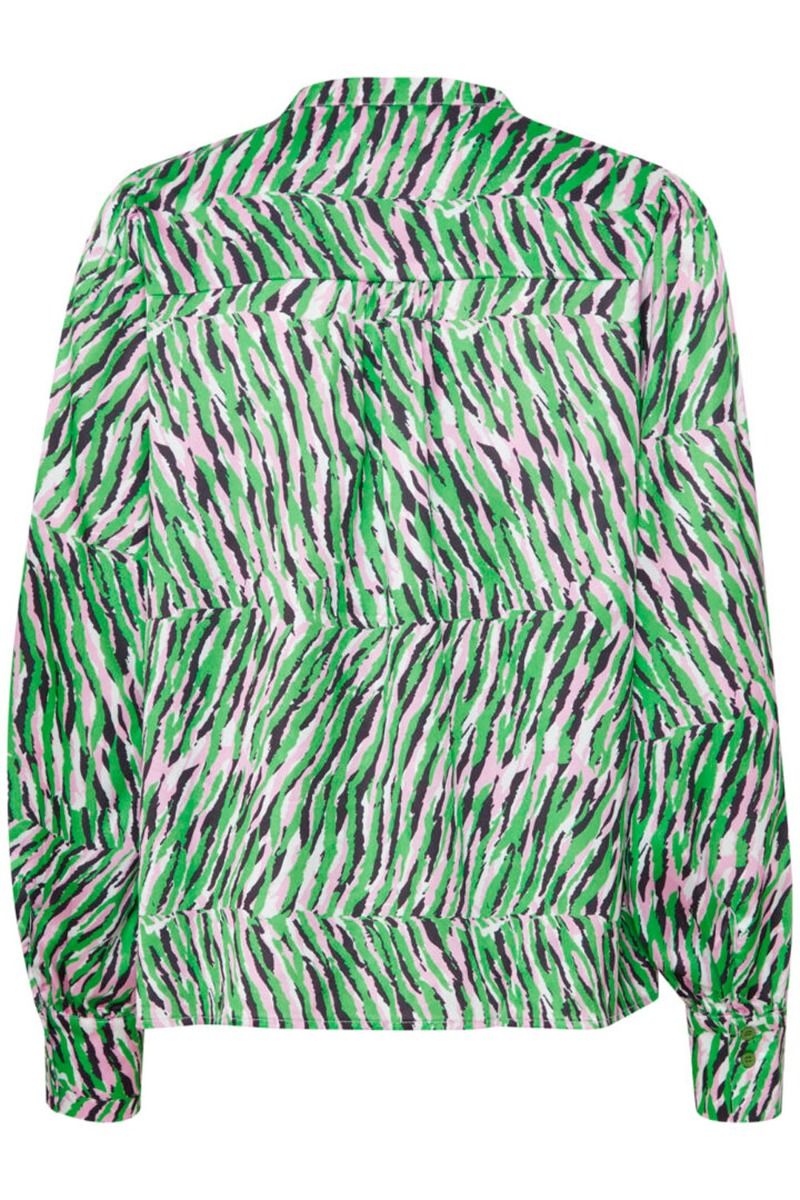 Ichi - Skjorte - IX Nalia Shirt - Kelly Green/Pink Zebra