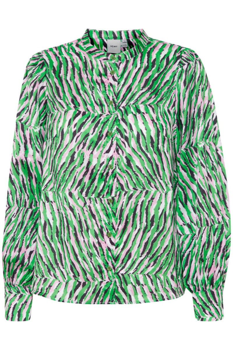 Ichi - Skjorte - IX Nalia Shirt - Kelly Green/Pink Zebra