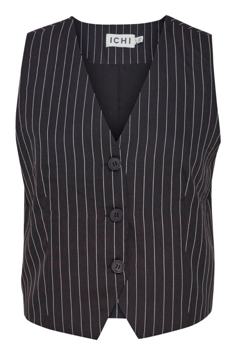 Ichi - Vest - IX Kecia Striped Waist - Meteorite Pinstripe