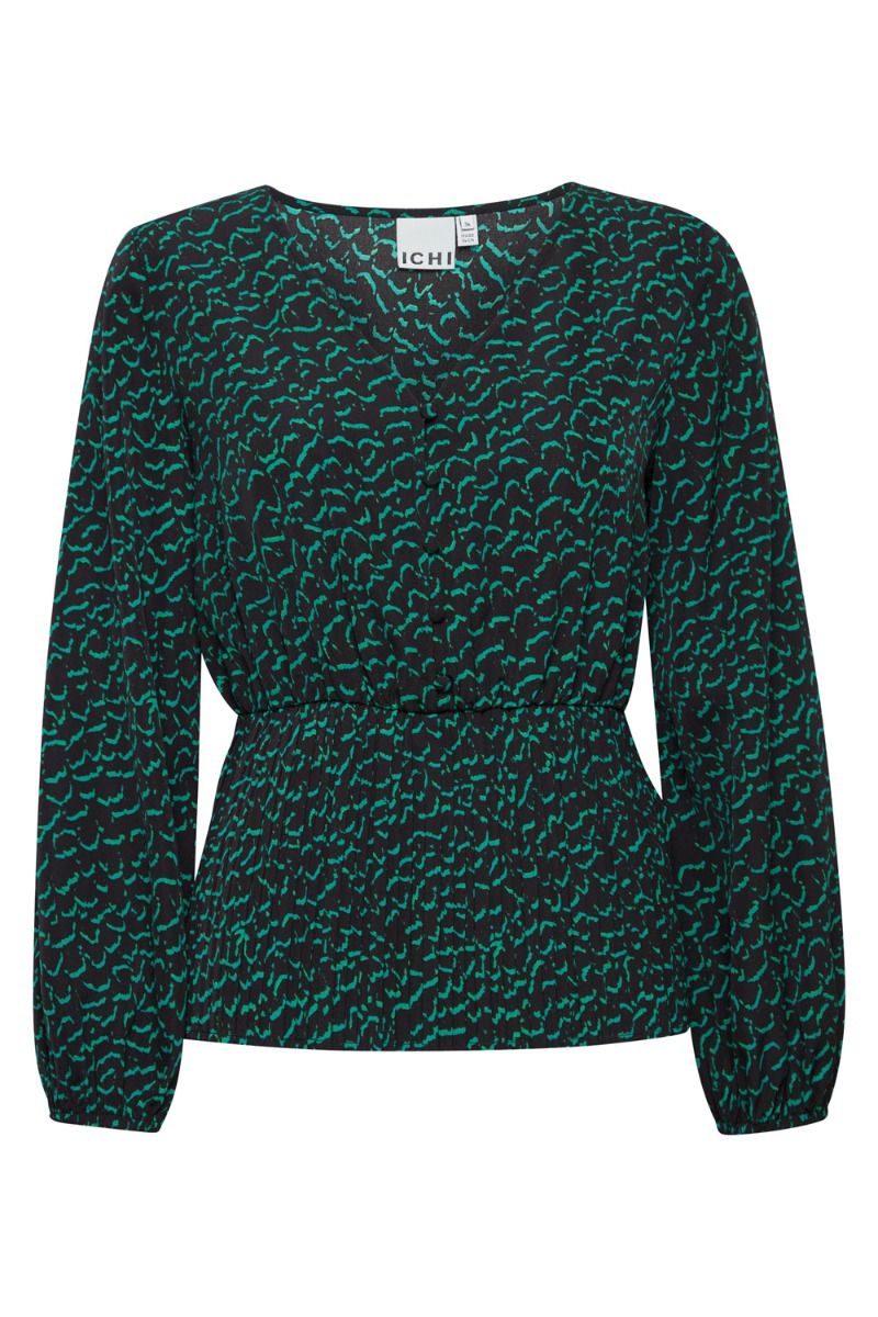 Ichi - Bluse - IH Dara LS - Ditsy Outline Green 
