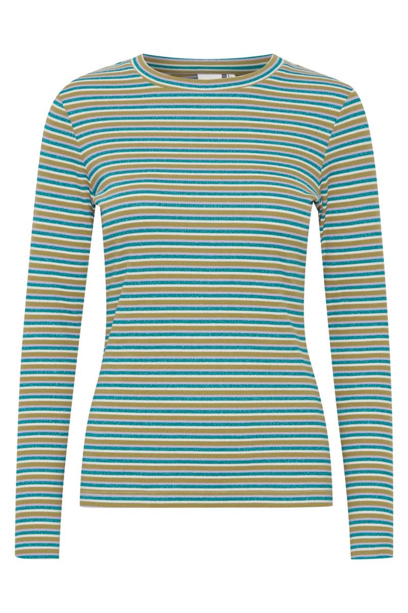 Ichi - Bluse - IH Luiva LS2 - Quetzal Green Multi Stripe