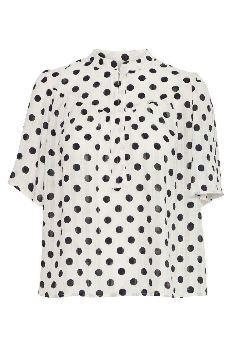 Ichi - Bluse - IX Pia MS - Cloud Dancer/Black Dot