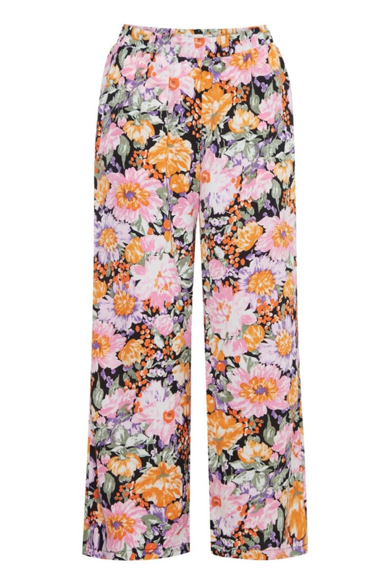 Ichi - Bukser - Filippa Pants - Black Flower mix 