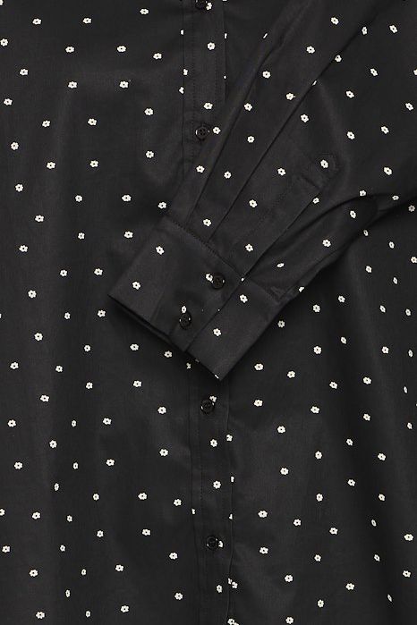 Ichi - Skjorte - IX Stormie Flower SH - Black w/ white flower