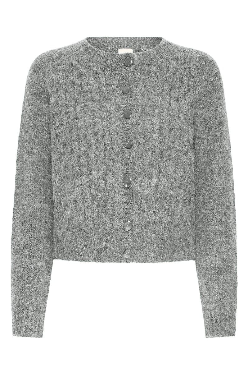 Ichi - Cardigan - Belablue - Dark Grey Melange