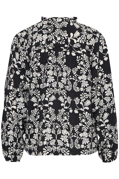 Ichi - Skjorte - IH Gocina SH - Black Flower Aop