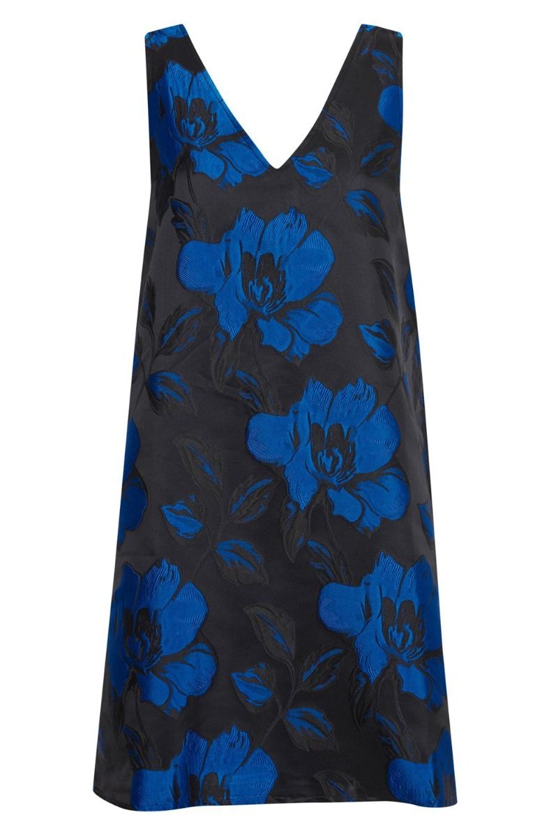 Ichi - Kjole - IX Paloma Dress - Black/Blue Flower
