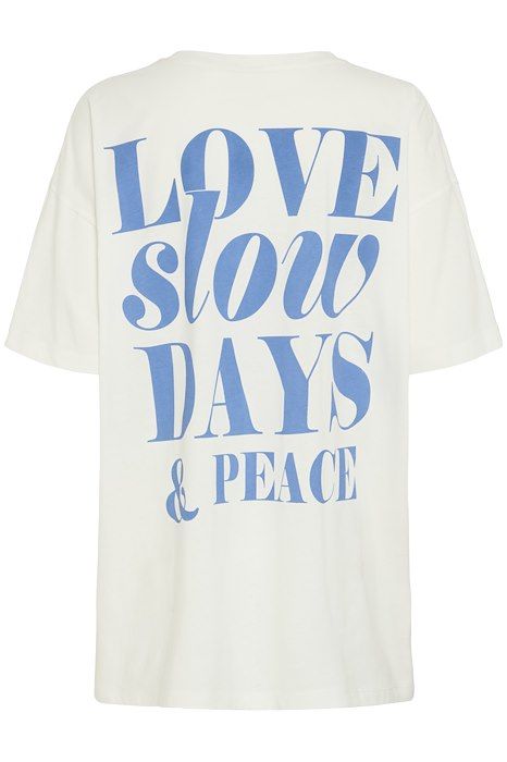 Ichi - T-shirt - Kamille Oversize Ss - Cloud Dancer/Blue