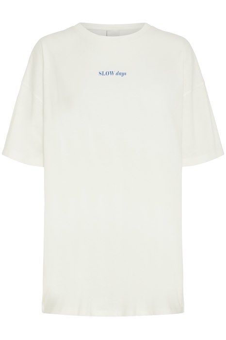 Ichi - T-shirt - Kamille Oversize Ss - Cloud Dancer/Blue