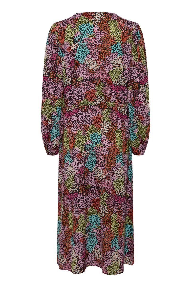 Ichi - Kjole - IX Elise Dress - Black w. Flower Print