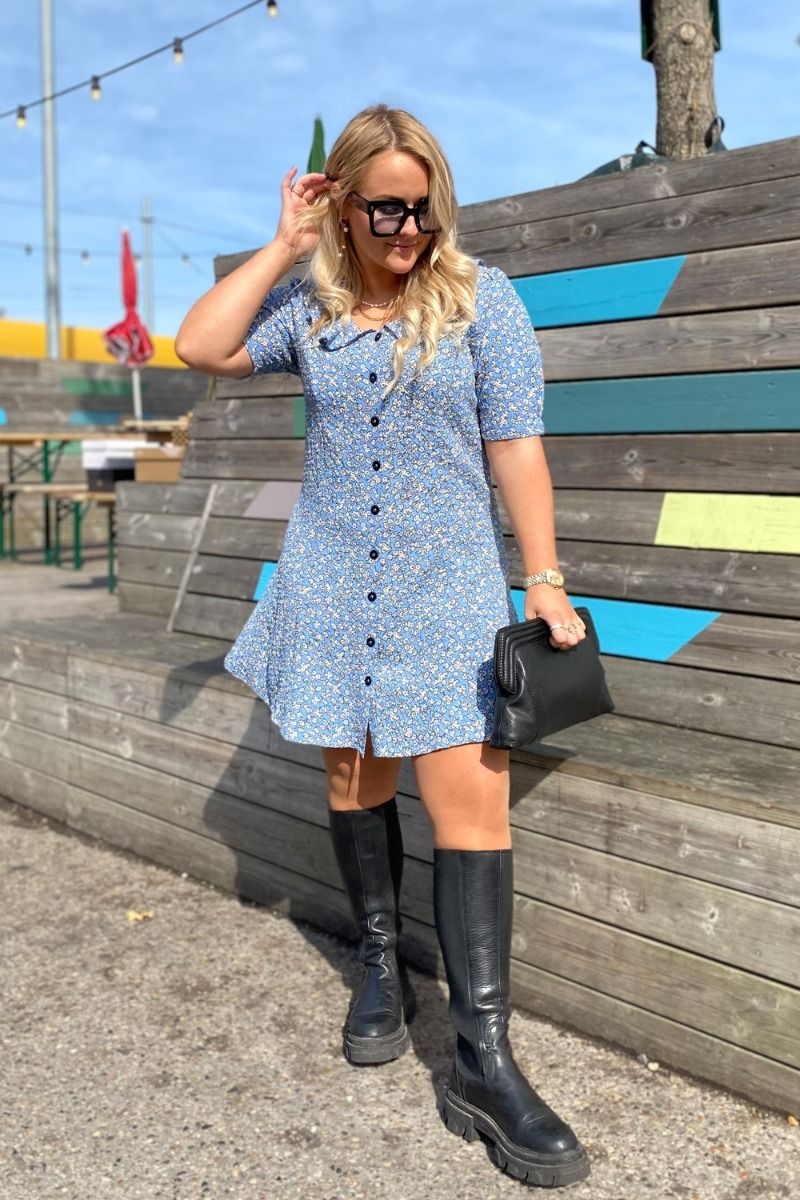 Ichi - Kjole - IH Riska DR - Little Boy Blue Outline Flower 