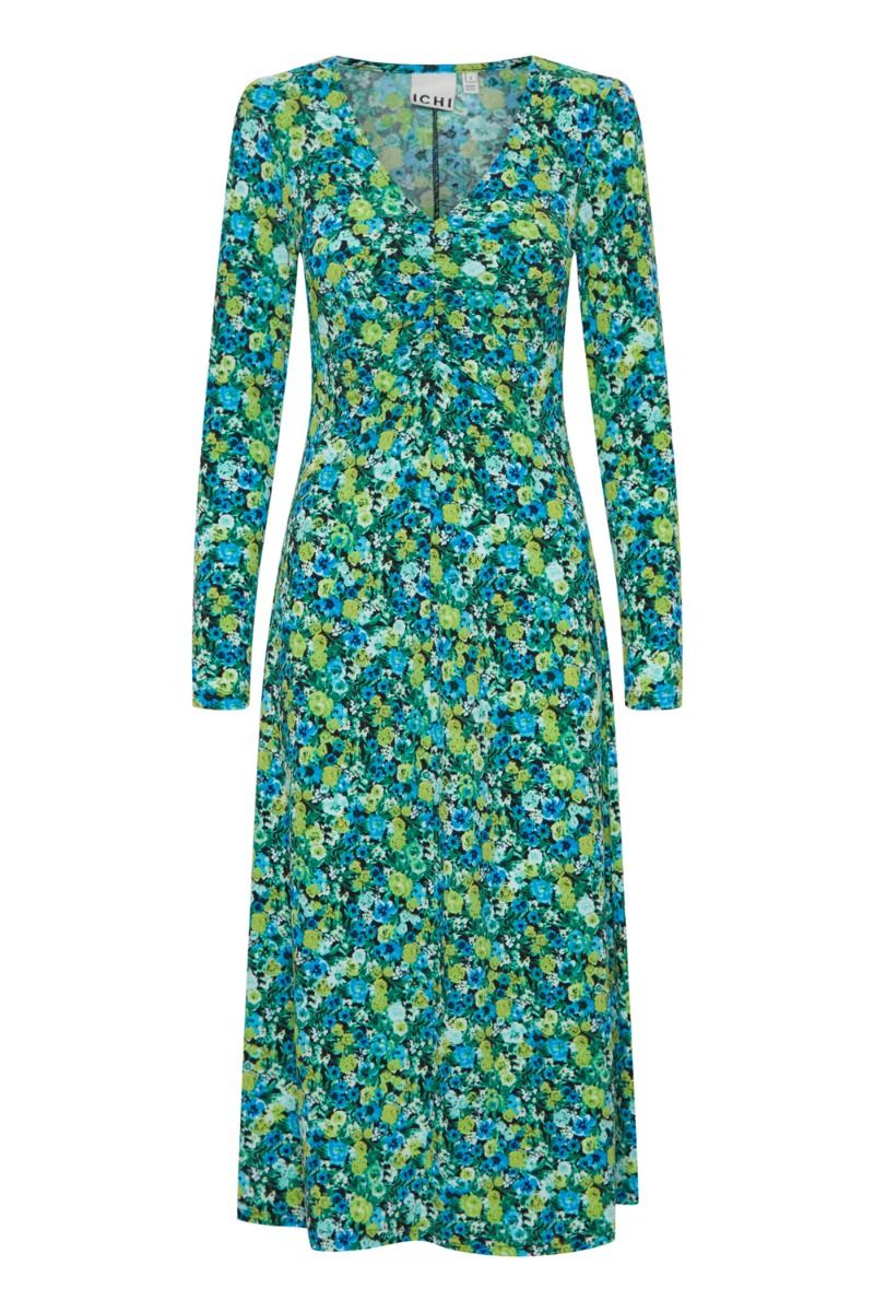 Ichi - Kjole - IH Kasannny DR2 - Blue Green Multi Flower