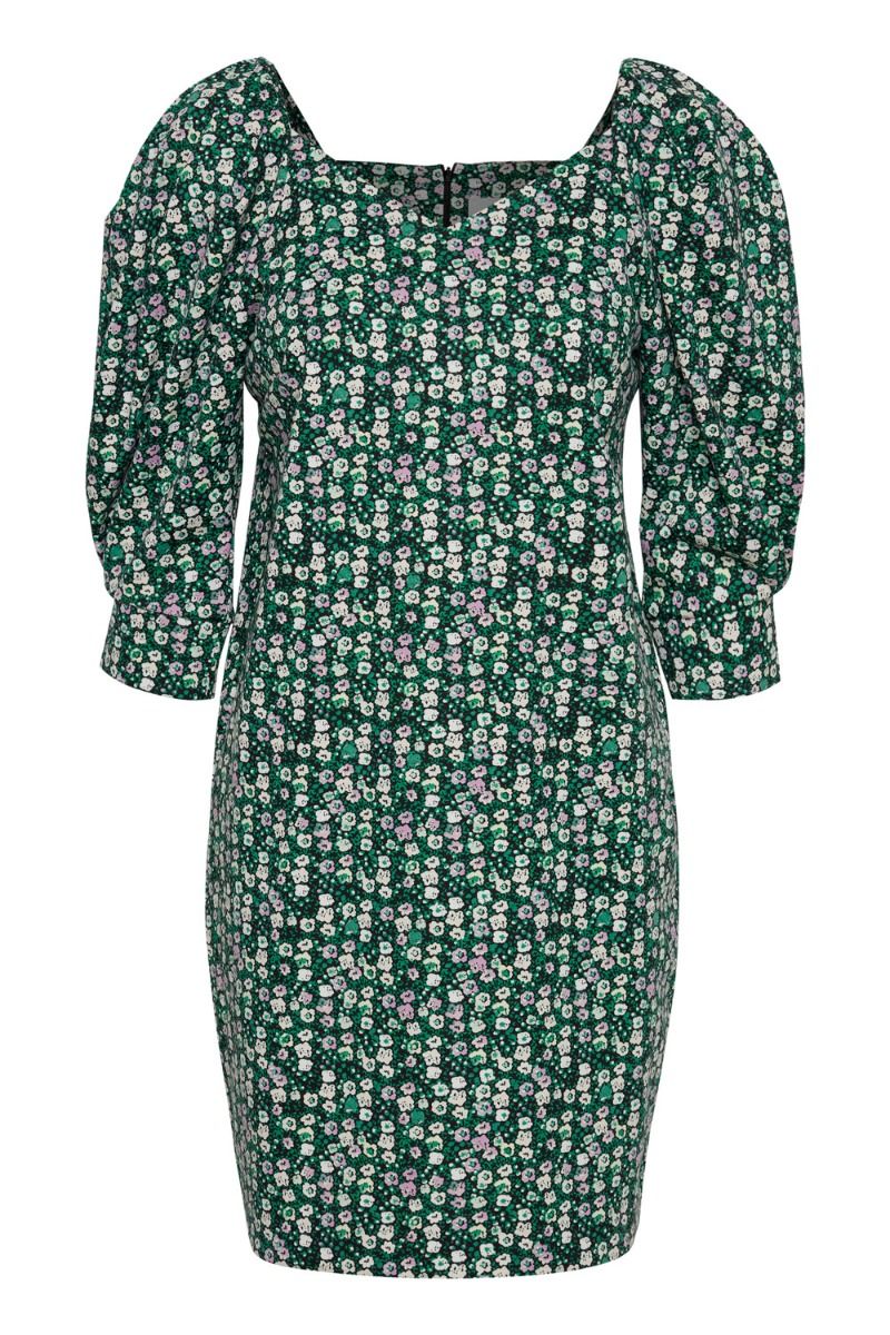 Ichi - Kjole - IH Kate Print Dress2 - Holly Green