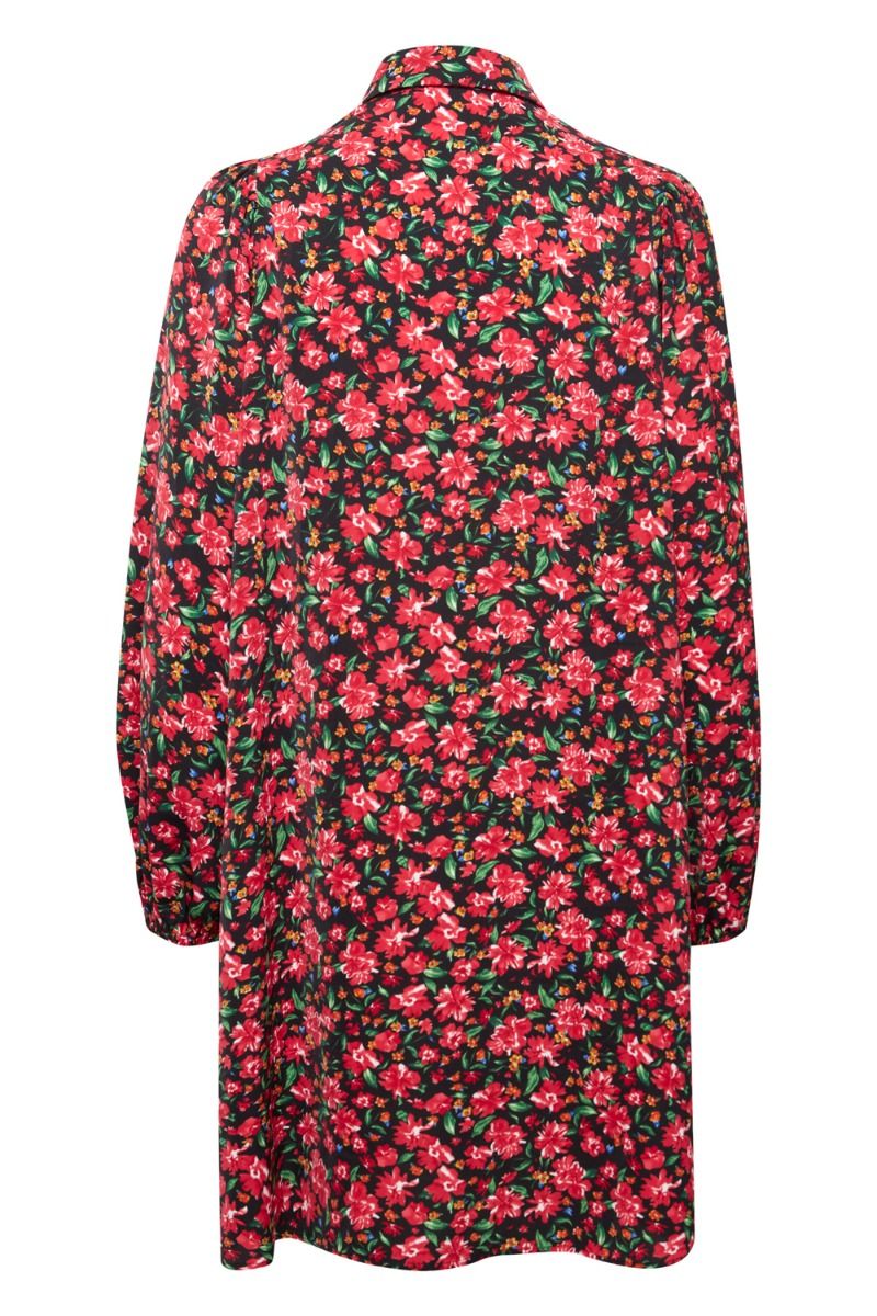 Ichi - Kjole - IX Liv Dress - Black W. Shocking P. flowers