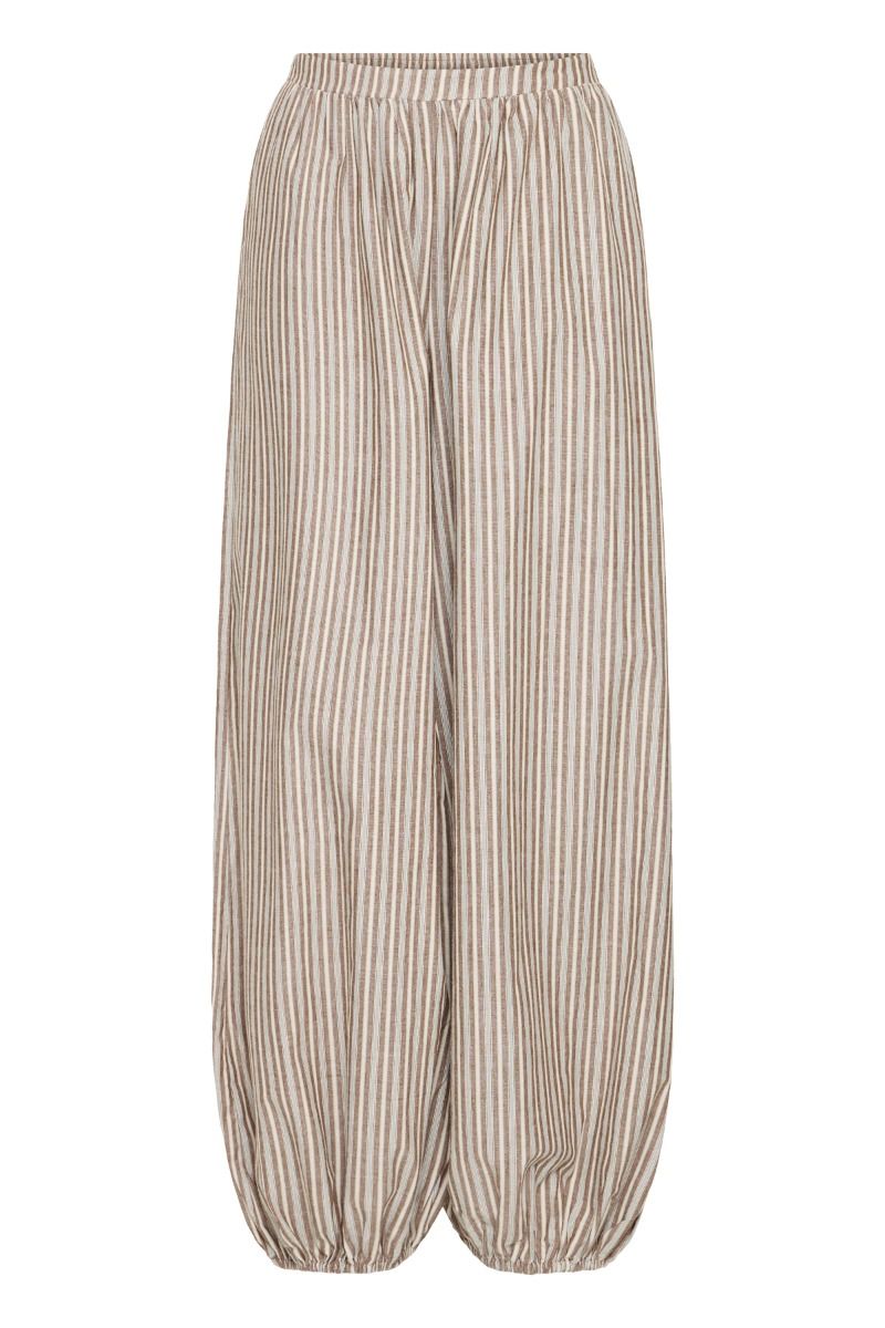 Ichi - Bukser  Milly PA - Lead W/Brown/Creme Stripe