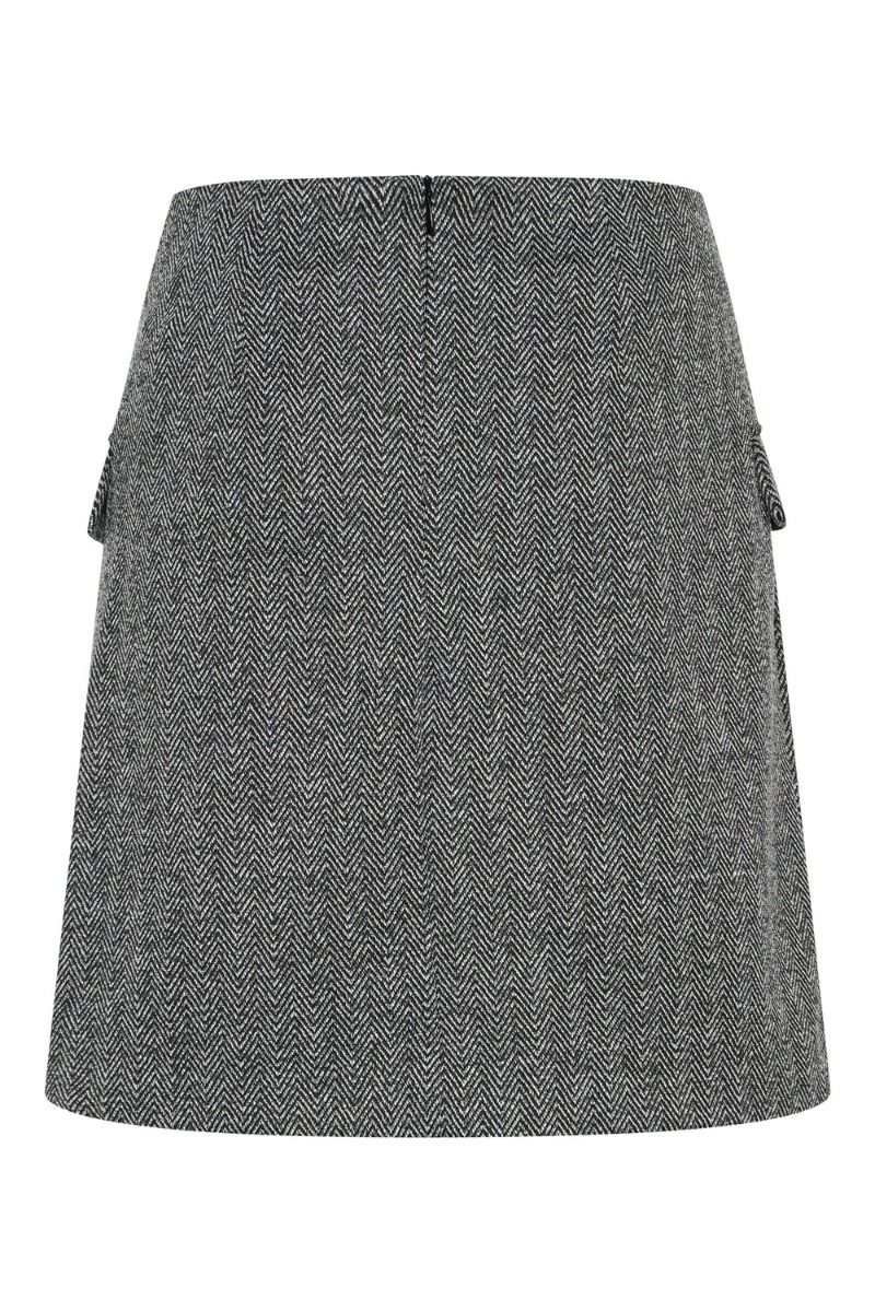 Ichi - Nederdel - IHKATE JACQUARD SK - Black/White Herringbone