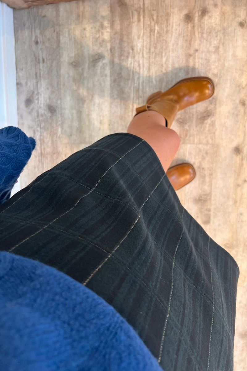 Ichi - Nederdel - Kate Wolley Skirt - Black/Green Check 