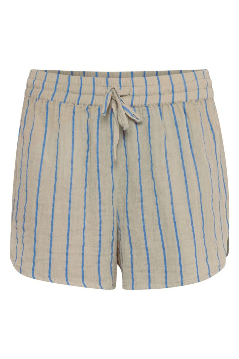 Ichi - Shorts - IA Foxa Striped Beach Shorts - Doeskin/Della Blue stripe