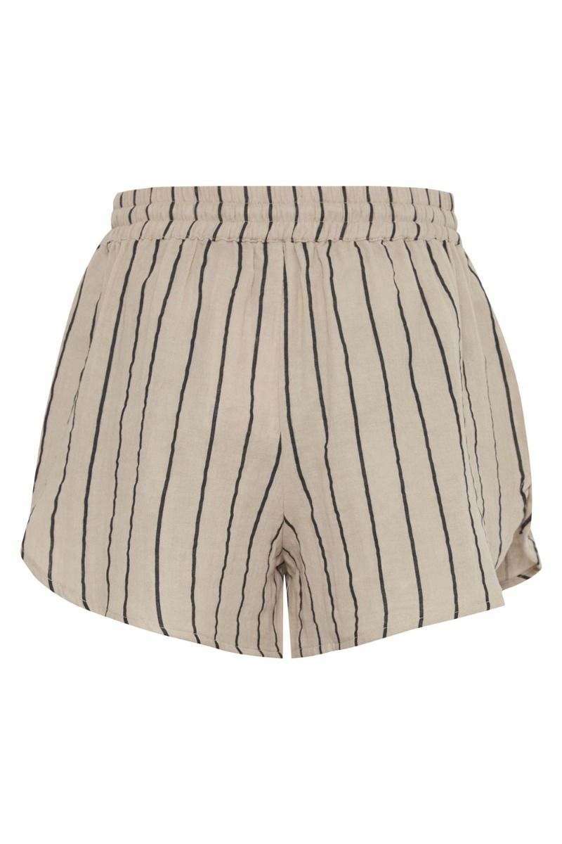 Ichi - Shorts - IA Foxa Striped Beach Shorts - Doeskin/Black stripe