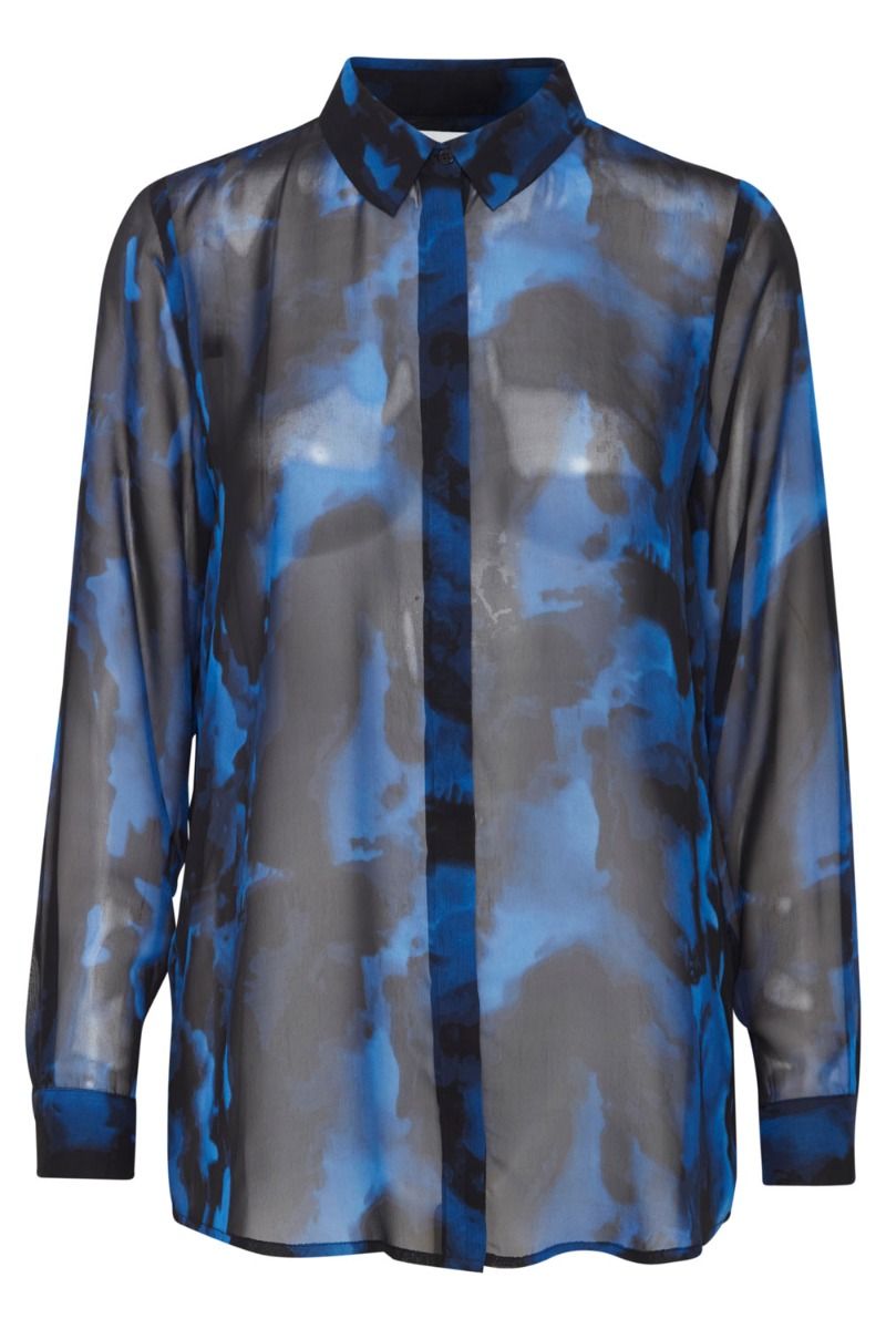 Ichi - Skjorte - IH Chiffy SH8 - Lapis Blue Splash