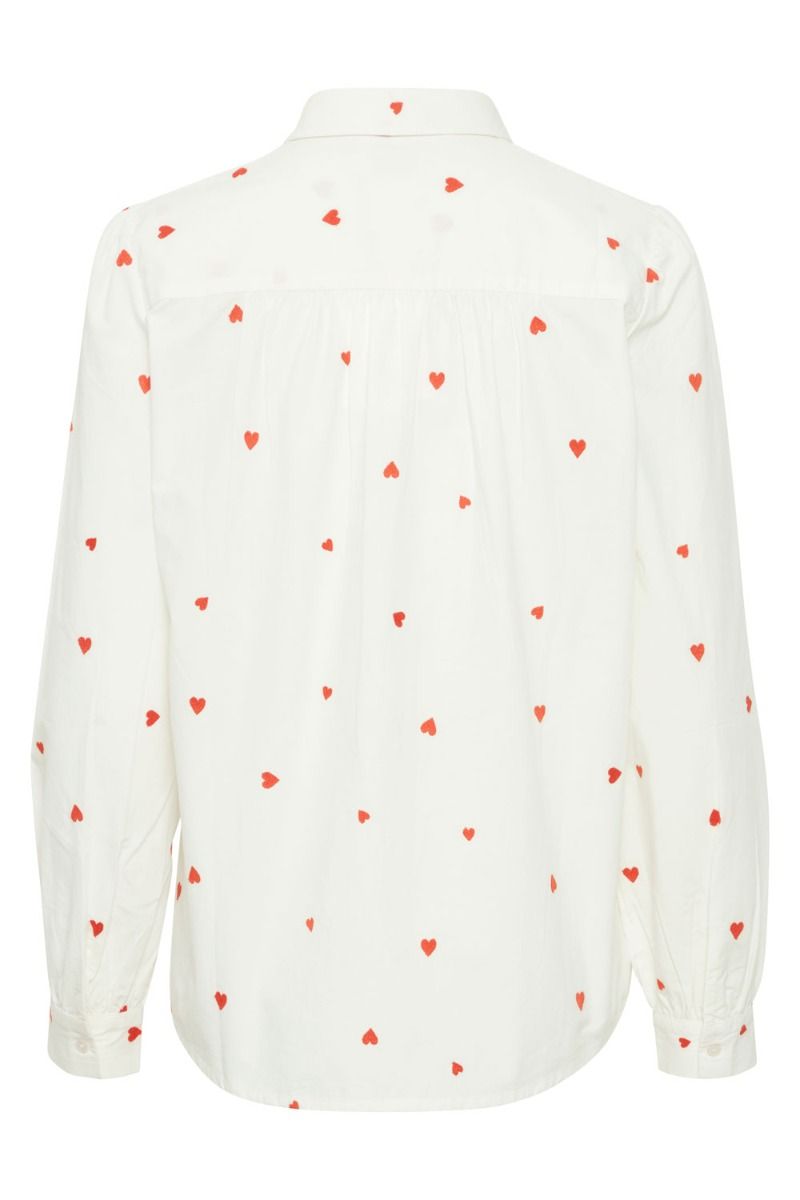 Ichi - Skjorte - IHSANAZ SH - Cloud Dancer/Orange Heart