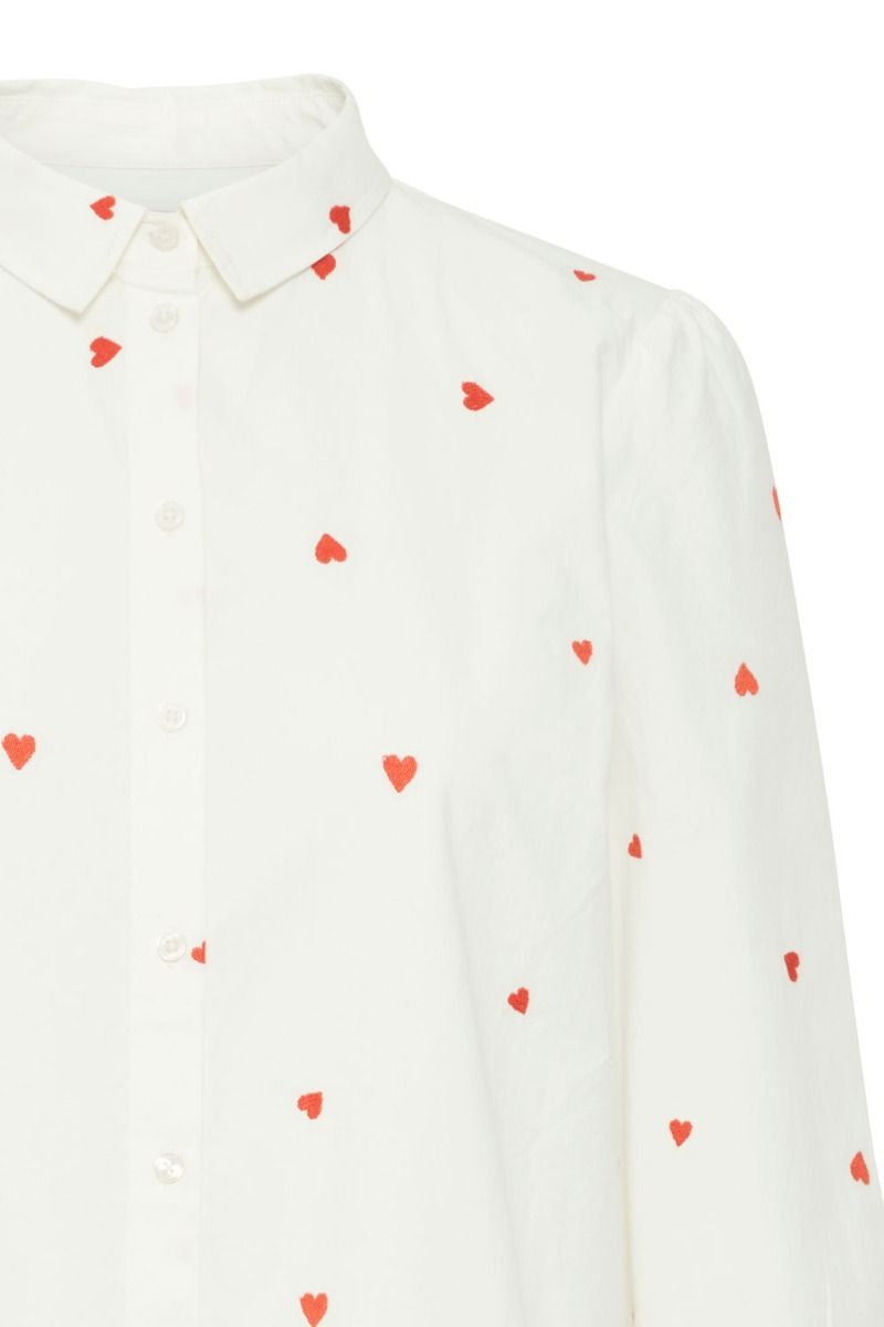 Ichi - Skjorte - IHSANAZ SH - Cloud Dancer/Orange Heart