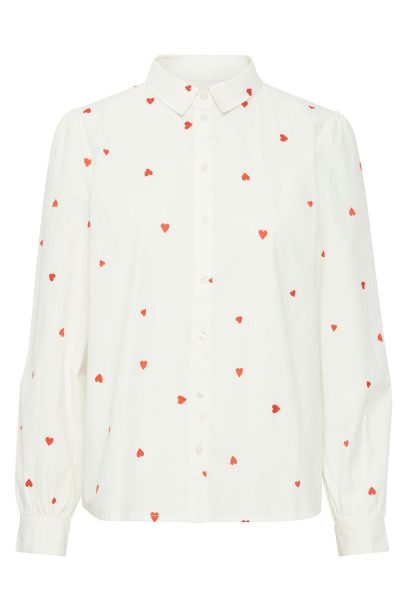 Ichi - Skjorte - IHSANAZ SH - Cloud Dancer/Orange Heart