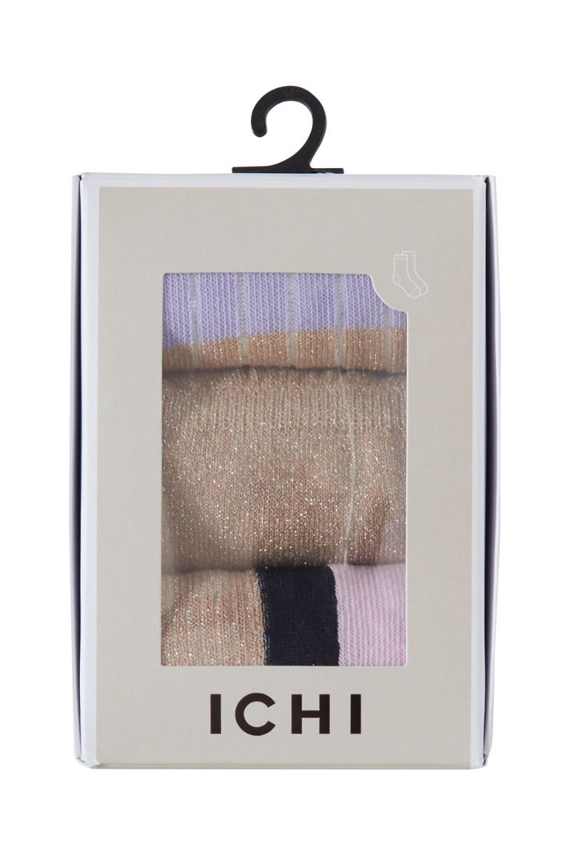 Ichi - Strømper - IA Dorit Socks Box 3 PACK - Purple Mix
